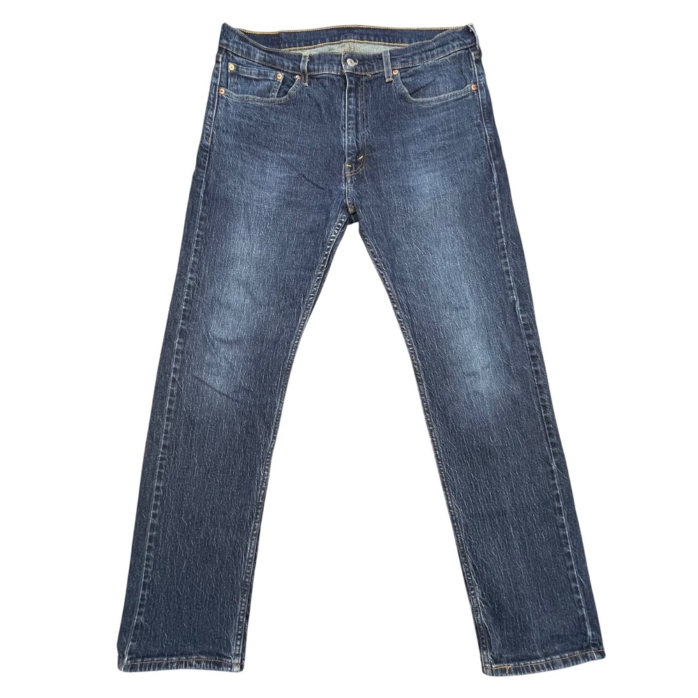 Levis Blue 505 Regular Fit Straight Leg Jeans Mens 36x34